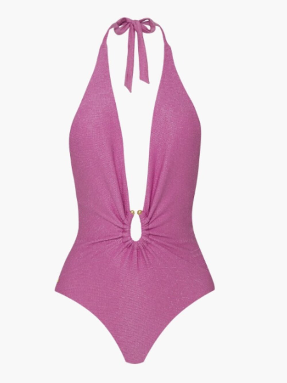 NWT PQ Swim Sorbet Plunge One Piece Pink Sparkle Swimsuit Medium